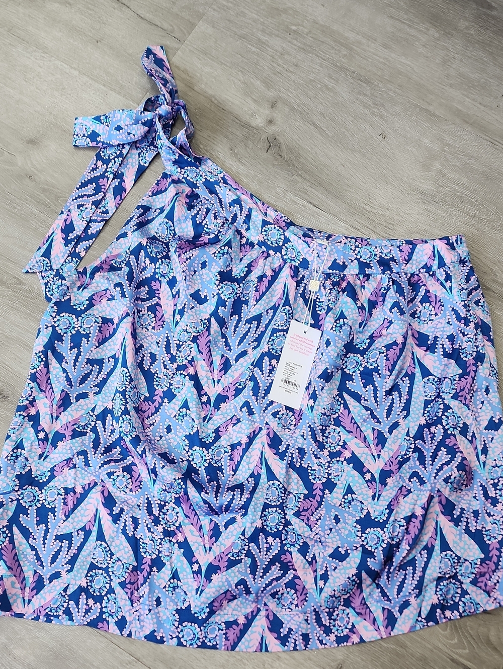 Lilly Pulitzer Blue & Pink One-Shoulder Printed Tank BEXLER